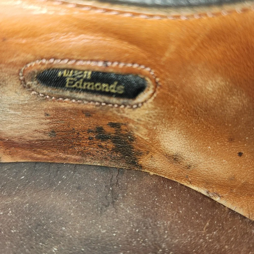 Allen Edmonds Mens 11 D Brown Leather Split-Toe Blucher Apron Toe Derby Shoes